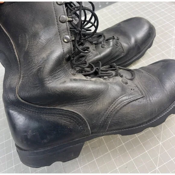 Vintage US Army Combat Jump Boots Lug Sole Men’s 9 Wide (EE) 1980’s Leather - Picture 2 of 9